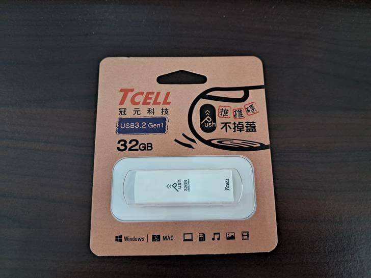 TCELL 冠元 USB3.2 Gen1 32GB Push 推推隨身碟包裝